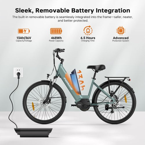 Foride Urbano 1 Electric Bike, 250W Mid-drive Motor, 36V 13Ah