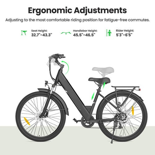 Touroll J1 Pro Electric Bike, 250W Motor, 36V 15.6Ah