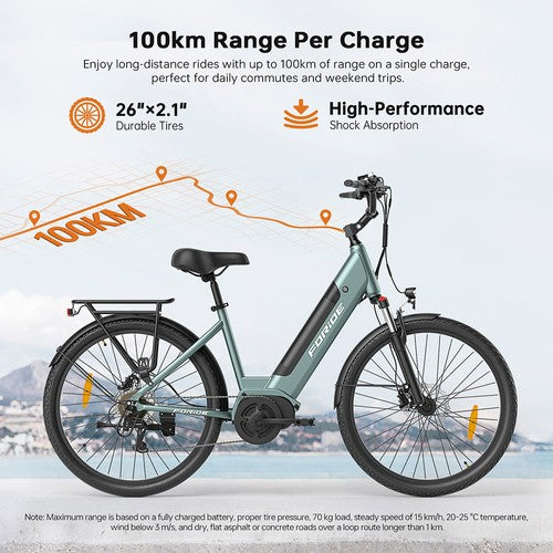 Foride Urbano 1 Electric Bike, 250W Mid-drive Motor, 36V 13Ah