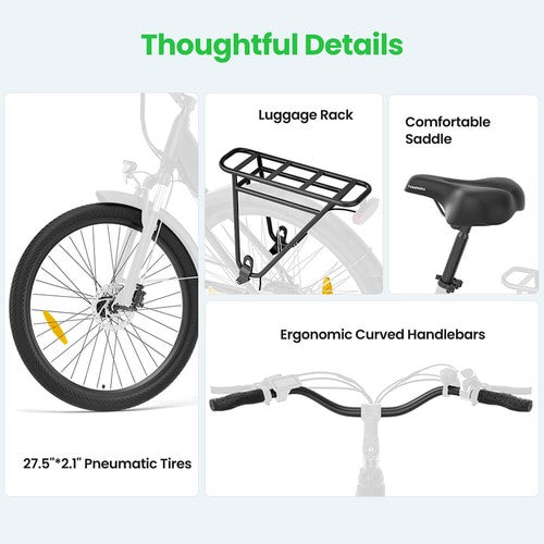 Touroll J1 Pro Electric Bike, 250W Motor, 36V 15.6Ah