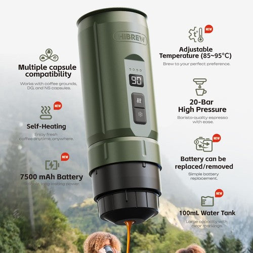 HIBREW H4C Portable Espresso Maker, Handheld Manual Coffee Machine for Camping
