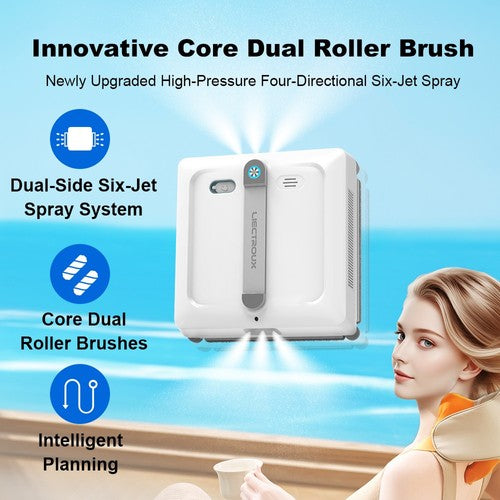 Liectroux S9 Window Cleaning Robot, Dual Roller Brushes, 6-way Water Spray, 9000Pa