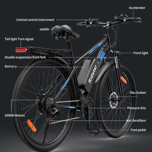 Ridstar S29 Pro Electric Bike, 1000W Motor, 48V 21Ah