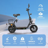TWOFISH M5 PRO-E Electric Scooter with Seat and Rear Basket, 500W
