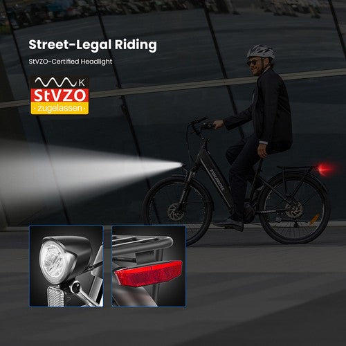 Touroll MA1 Electric Bike, 250W Mid-drive Motor 36V 13Ah