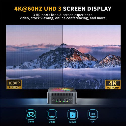 RUPA HSI-100MINI Mini PC, Intel N100 4 Cores Max 3.4GHz, 12GB RAM 512GB SSD