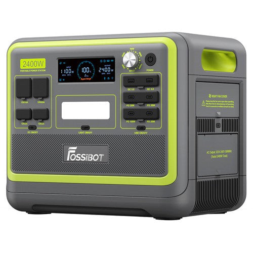 FOSSiBOT F2400 Portable Power Station, 2048Wh LiFePO4 Battery 2400W Output Solar Generator
