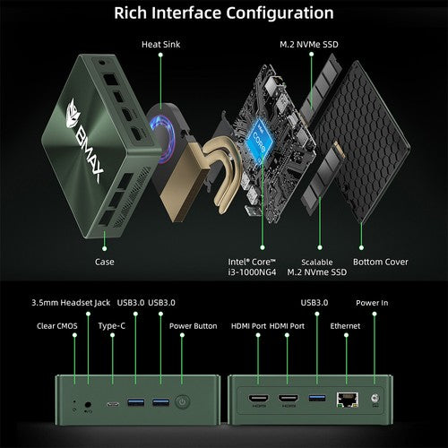 BMAX B6 Plus Mini PC, Intel Core i3-1000NG4 up to 3.2GHz