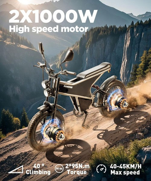 RANDRIDE DM711 Electric Bike 1000W*2 Motor, 48V 20Ah