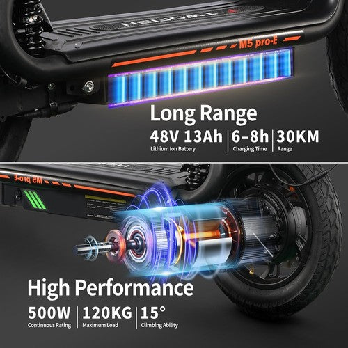 TWOFISH M5 PRO-E Electric Scooter with Seat and Rear Basket, 500W