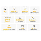 Ausom SR1 Electric Scooter, 2*1000W Motor, 52V 20.8Ah