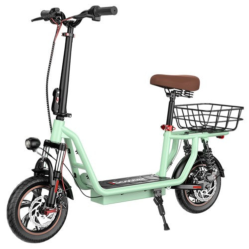 iScooter i12 Electric Scooter with Seat & Rear Basket, 500W