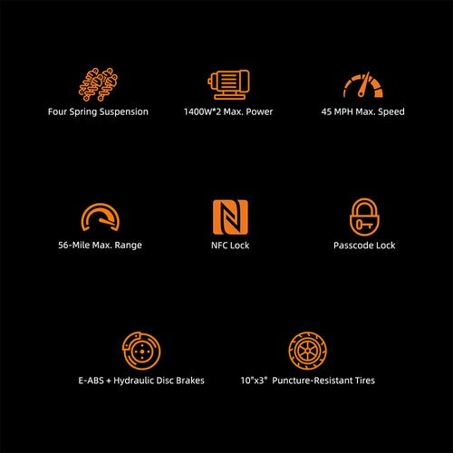 Kugoo LX10+ Electric Scooter, 2*1400W Motor, 60V 20.8Ah