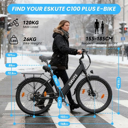 ESKUTE C100 PLUS Electric Bike, 250W Motor, 36V 13Ah