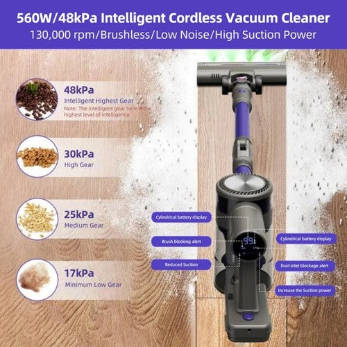 MOOSOO YG-618-B Cordless Vacuum Cleaner, Flexible 180°