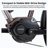 Touroll MA2 Electric Bike, 250W Mid-Drive Motor, 36V 13Ah