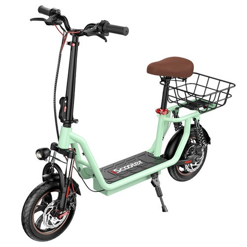 iScooter i12 Electric Scooter with Seat & Rear Basket, 500W
