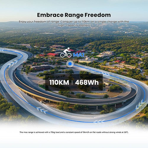 Touroll MA1 Electric Bike, 250W Mid-drive Motor 36V 13Ah