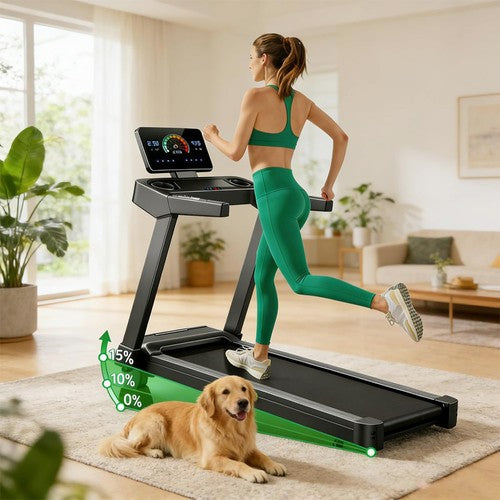 ROBORE L20 Treadmill, 3.5HP Brushless Motor, 15% Adjustable Incline, 14km/h