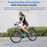 Touroll MA2 Electric Bike 250W Mid-Drive Motor 36V 13Ah