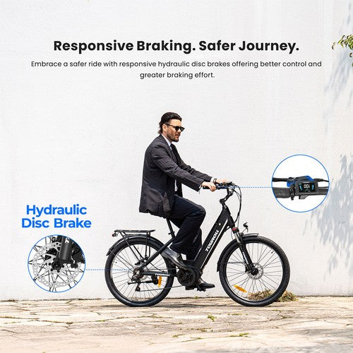 Touroll MA1 Electric Bike, 250W Mid-drive Motor 36V 13Ah