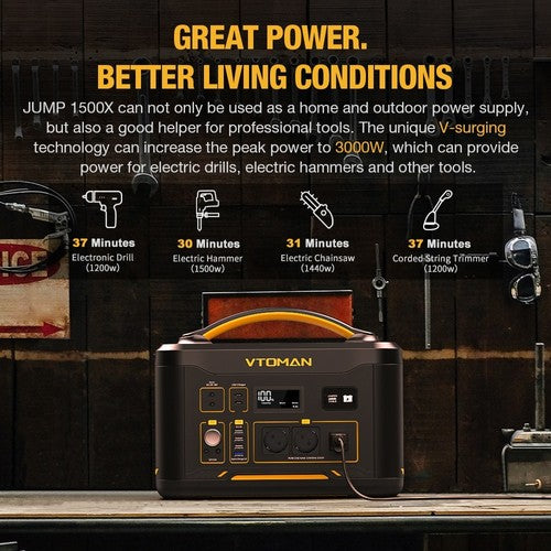 VTOMAN JUMP 1500X Portable Power Station, 828Wh