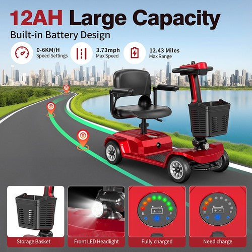 Unificare Lucas Pro Four-wheeled Scooter, 180W Motor, 24V 12Ah