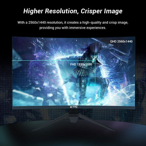 KTC H27S17 27-inch 1500R Curved Gaming Monitor QHD 2560x1440 16:9 ELED 180Hz
