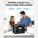 FOSSiBOT F2400 Portable Power Station, 2048Wh LiFePO4 Battery 2400W Output Solar Generator