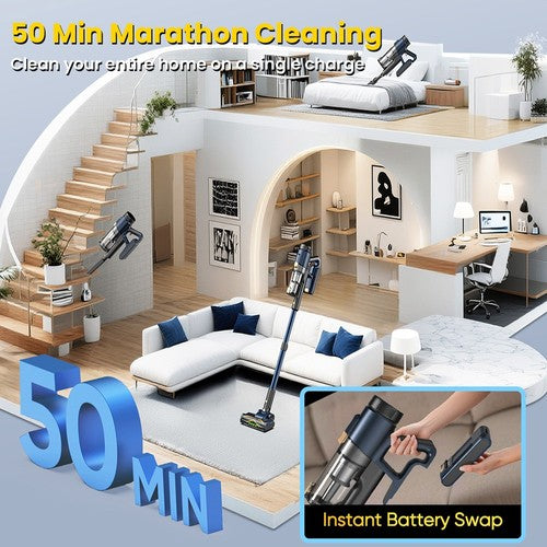 Vactidy V12 Cordless Vacuum Cleaner 50000Pa Suction 450W