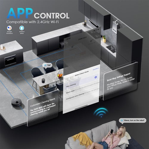 Teendow D65S MAX Robot Vacuum Cleaner 70-Day Auto-Empty 6000Pa