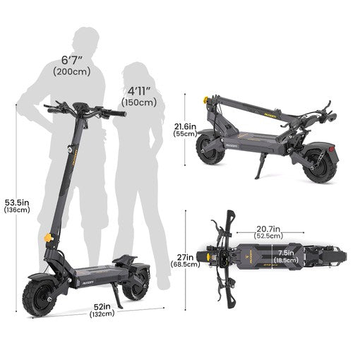 Ausom DT2 Pro Electric Scooter, 2*1100W Motor, 52V 23.4Ah